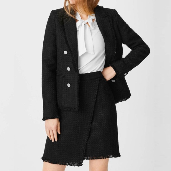 Ann Taylor Tweed Boucle Fringe Wrap Skirt - Picture 1 of 9